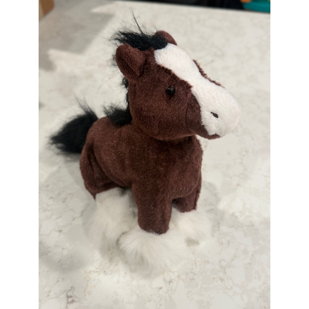 Ganz Webkinz Clydesdale Horse Plush Brown White Feathered Hooves No Code